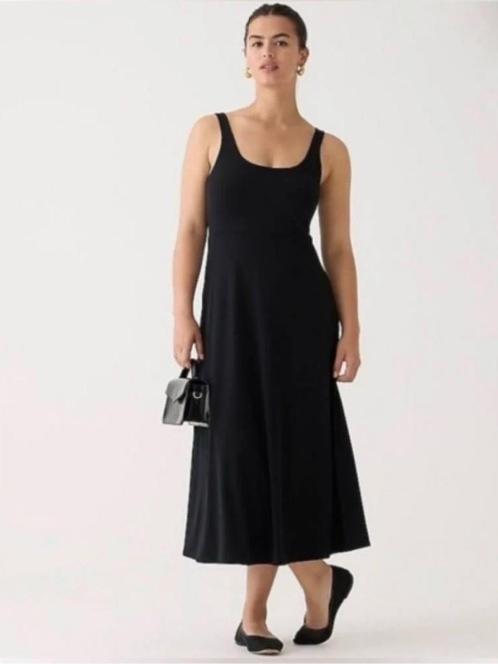 J Crew Black Scoop Neck Midi Dress - Women's Classic Tank Style - Picture 3 of 6